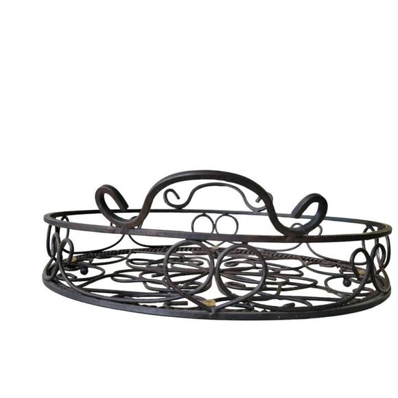 Southern Living at Home Jamestown Round Wrought Iron Tray Footed Handles - Picture 10 of 10